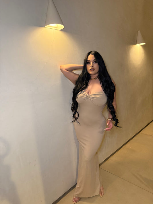 Sakari Open Back Dress - Tan