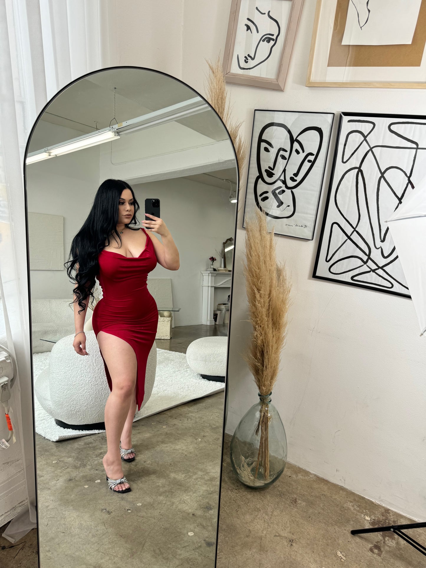 América slit Dress - Red