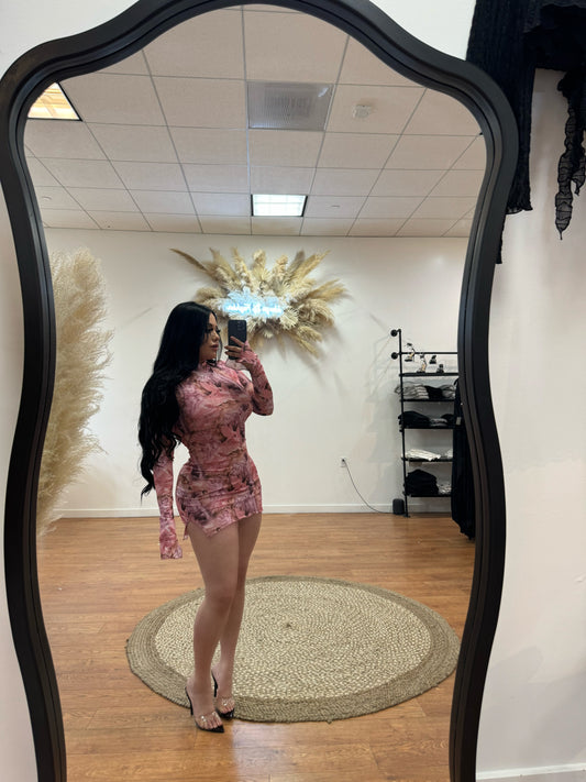 Goddess Mini Slit Dress -Pink 