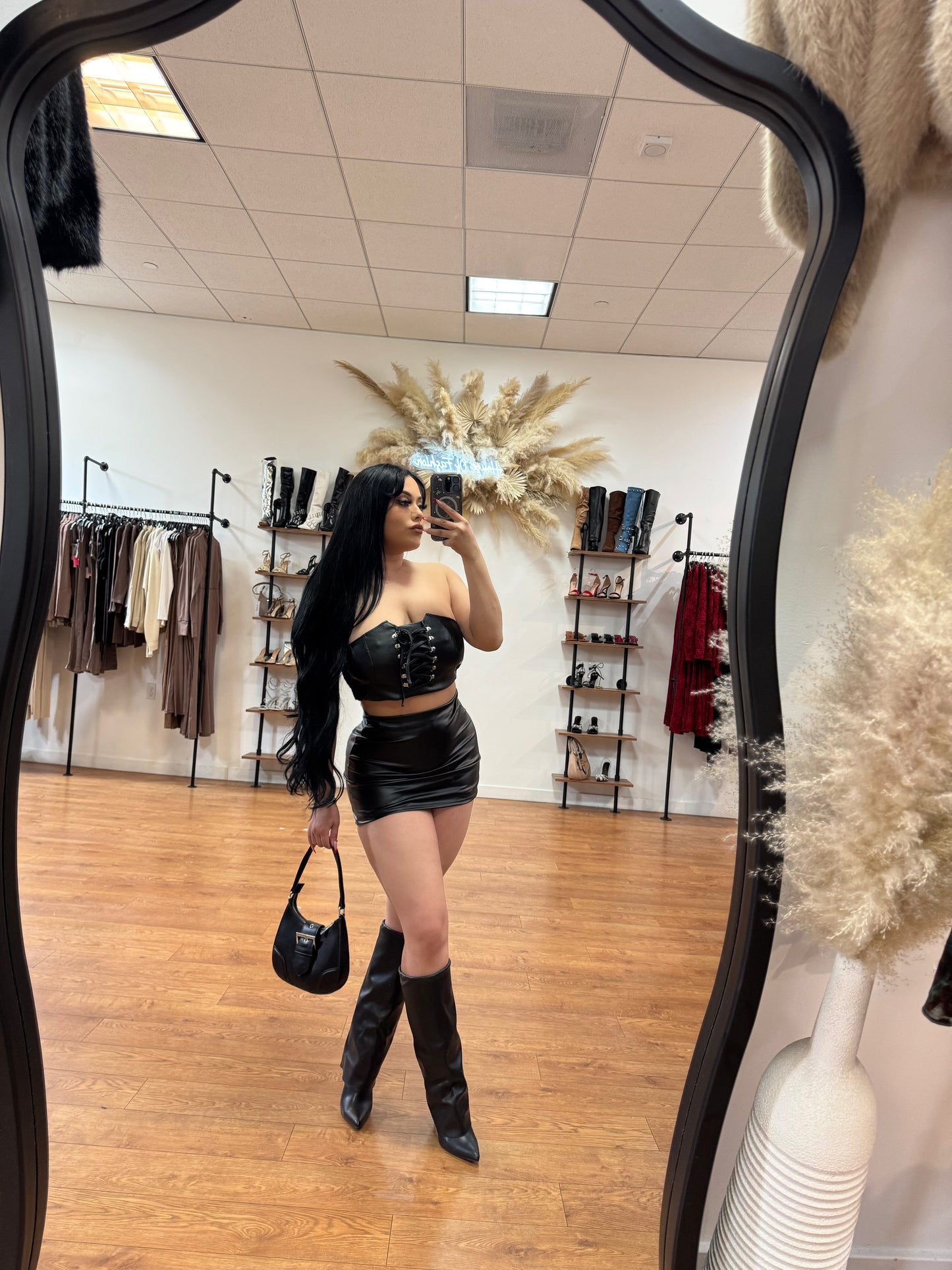 Yadira leather Top-Black