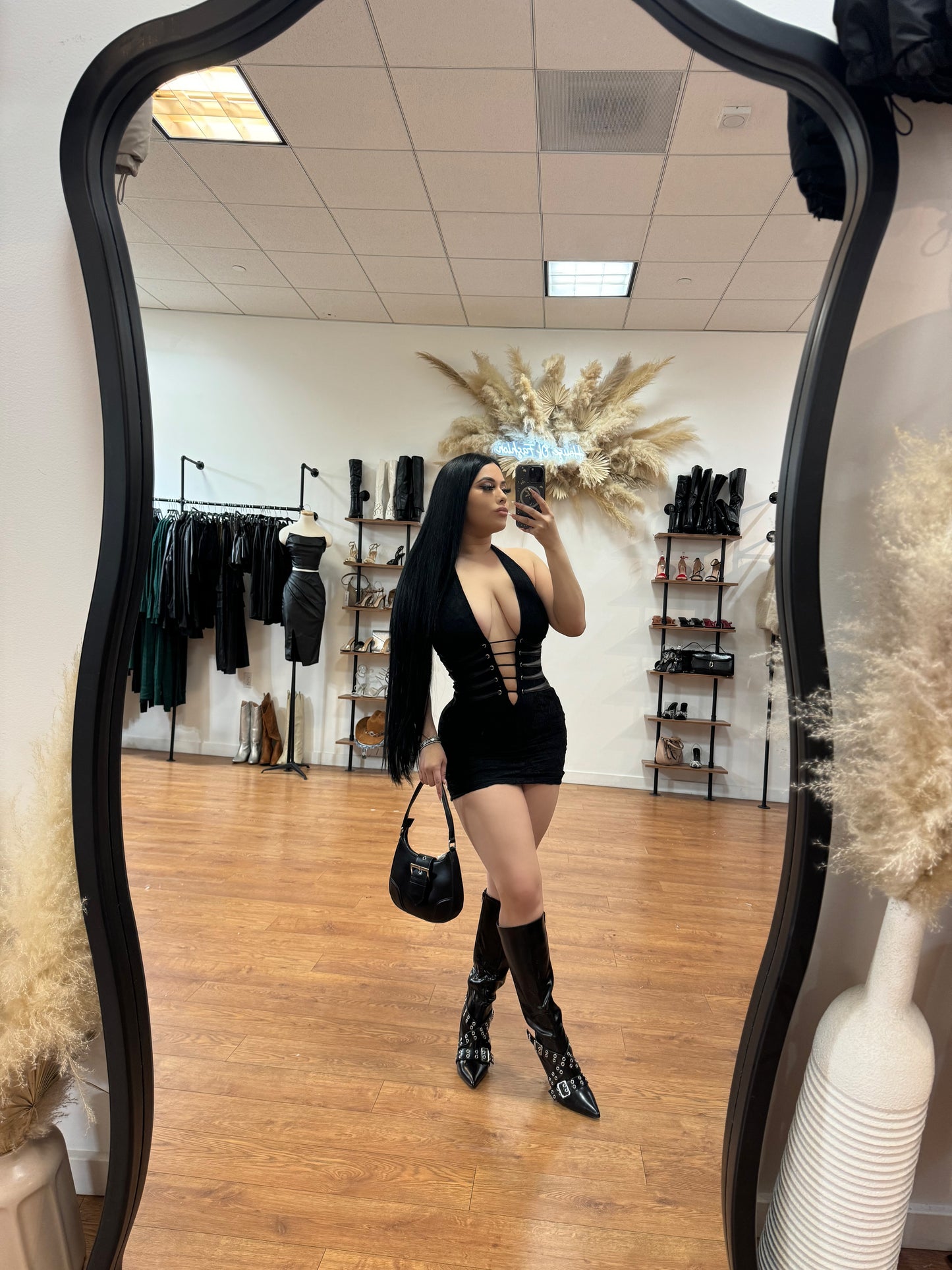 Tatiana Mini Lace Dress - Black