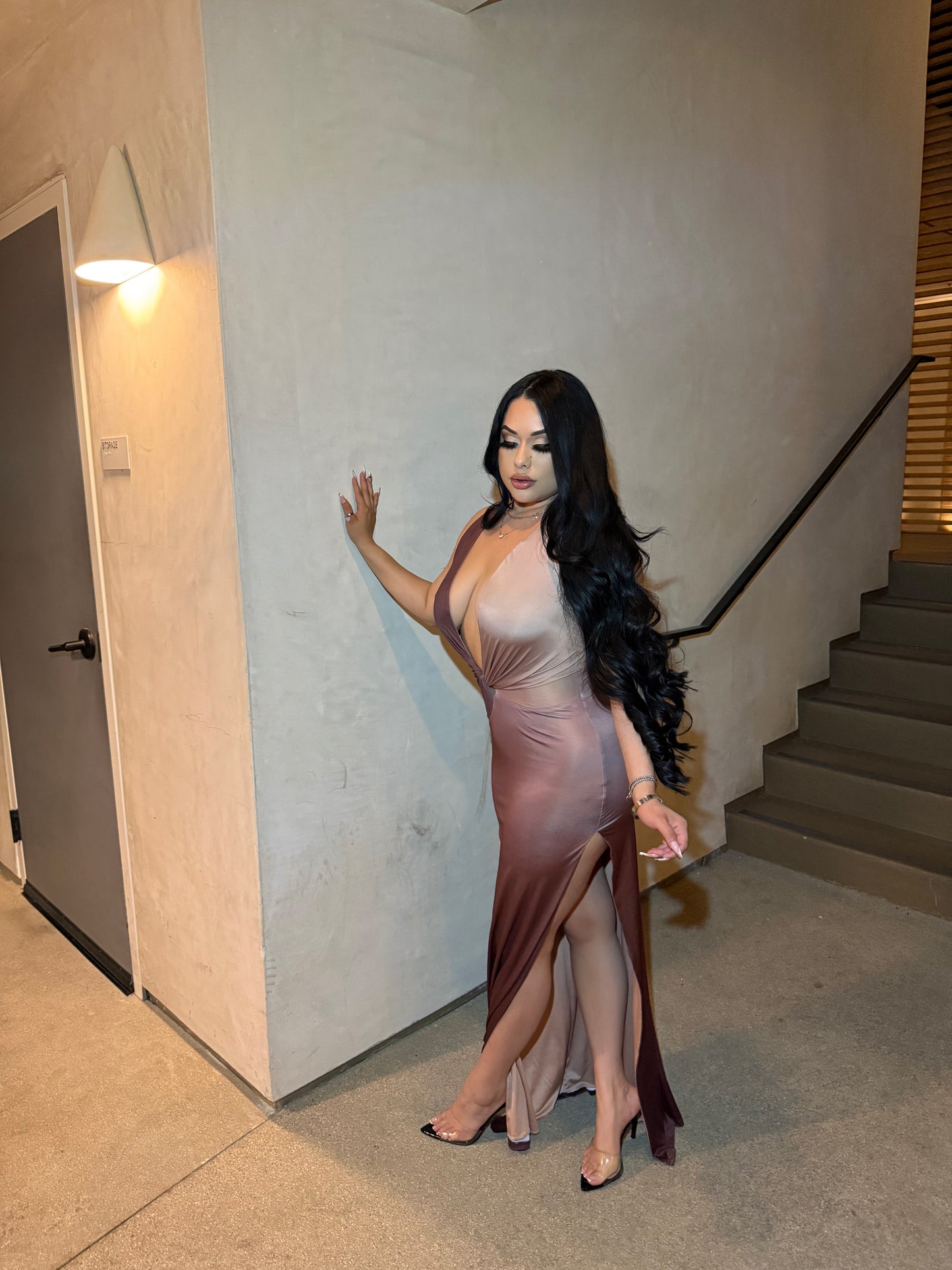 The Vault Slit Dress -Mauve