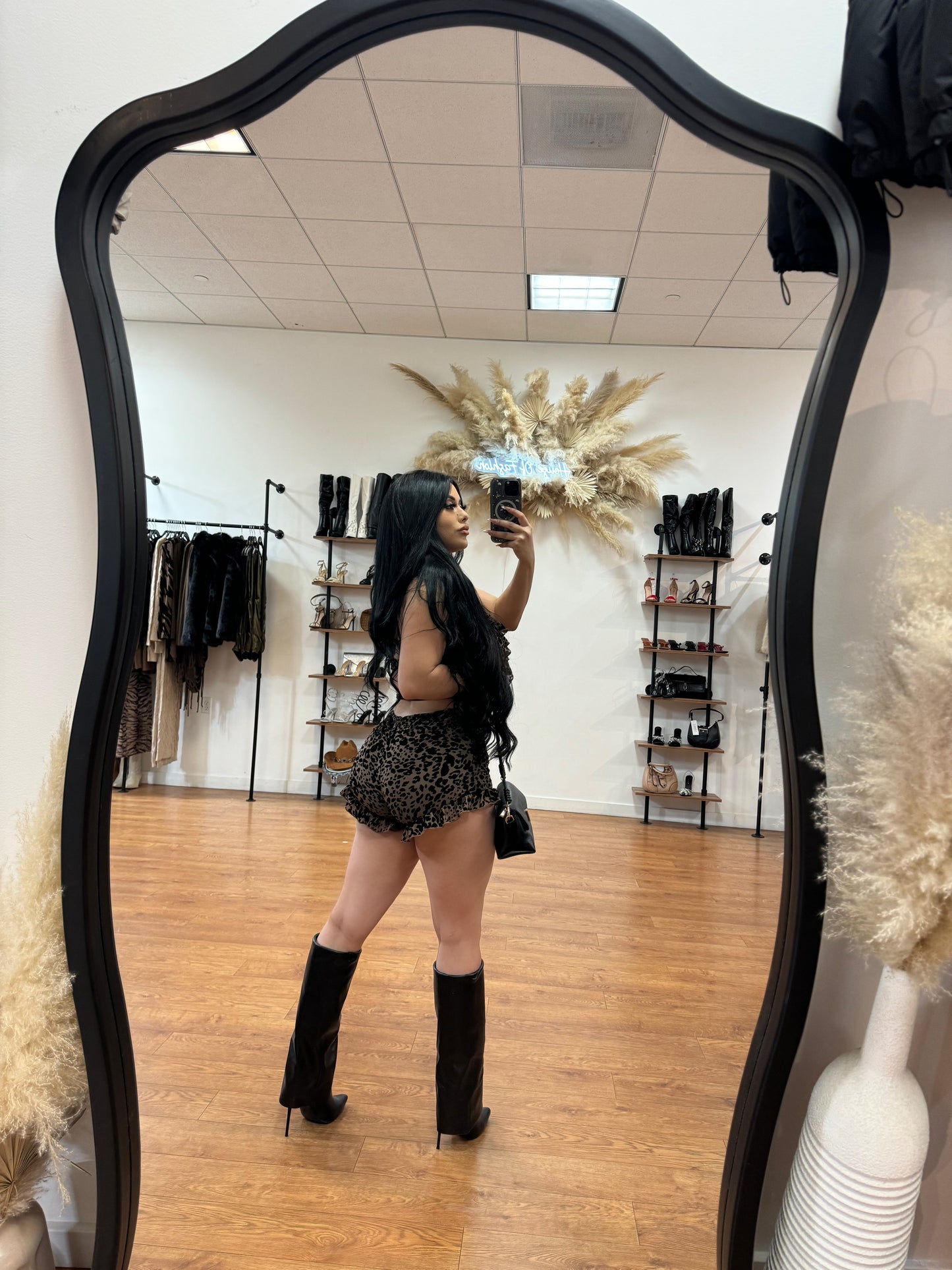 Genesis Open Back Romper- Brown/Black