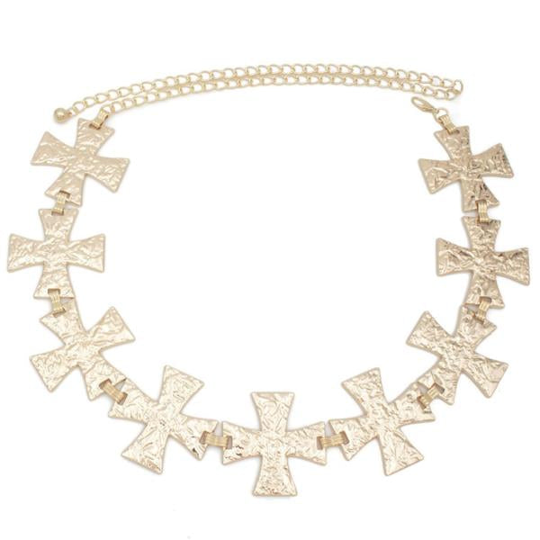 Melissa Textured Cross Linked Belt - Gold