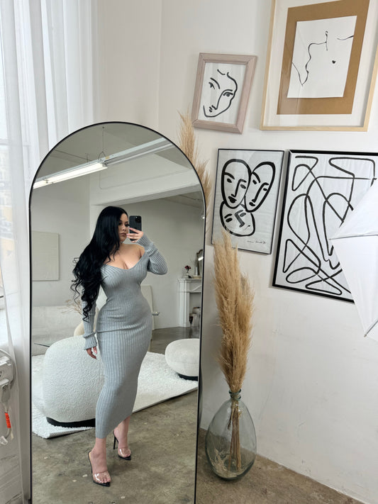 Ashley off shoulder Dress- Grey