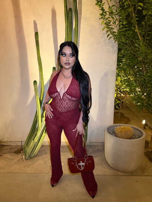 Night out jumpsuit -Burgundy