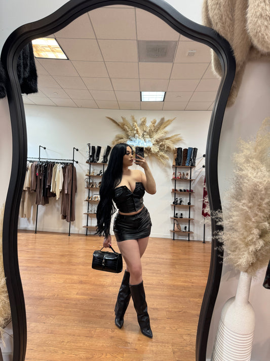 Perfect Leather Cargo skort - Black
