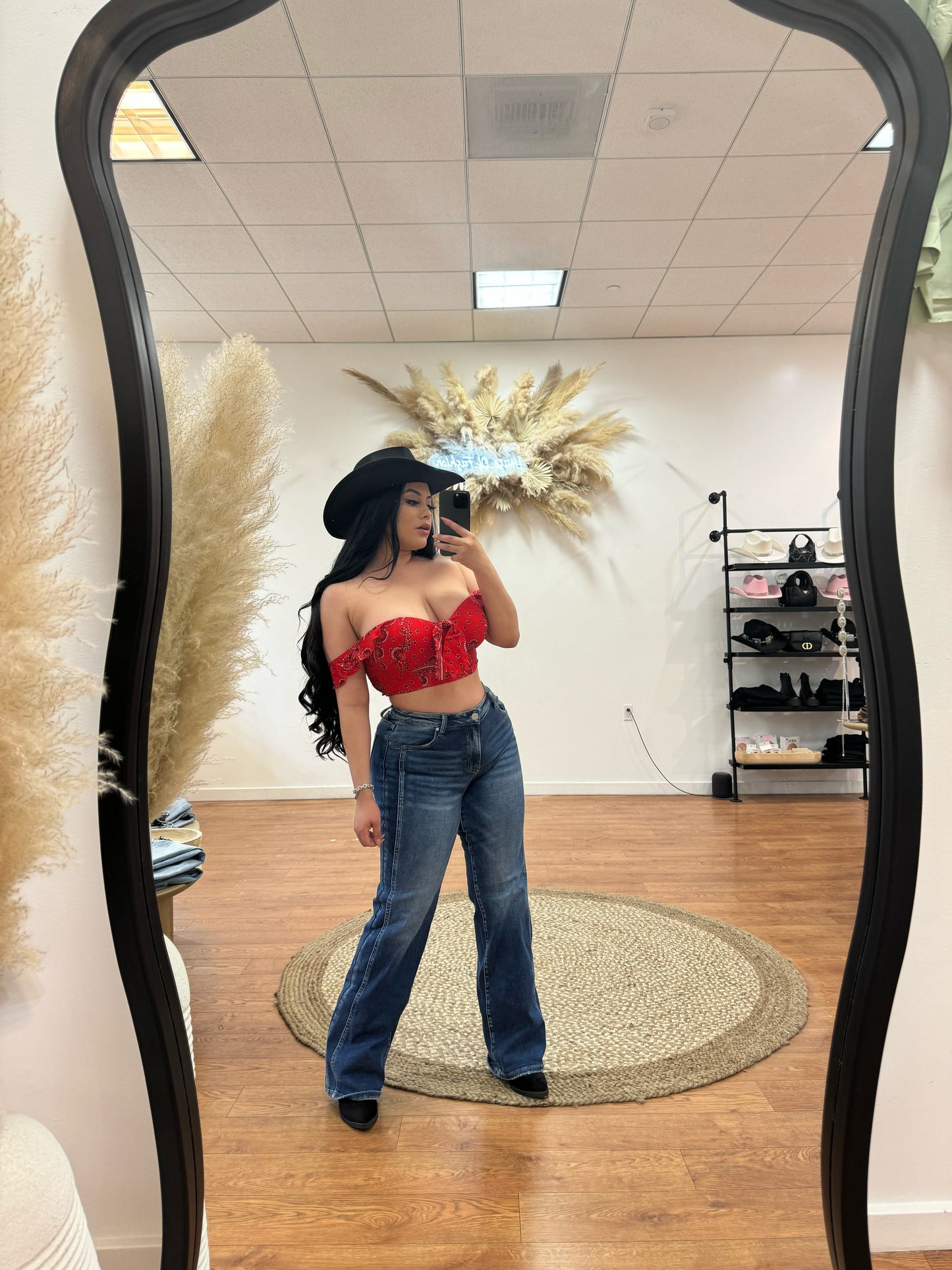 WonderWest Off Shoulder Top -Red