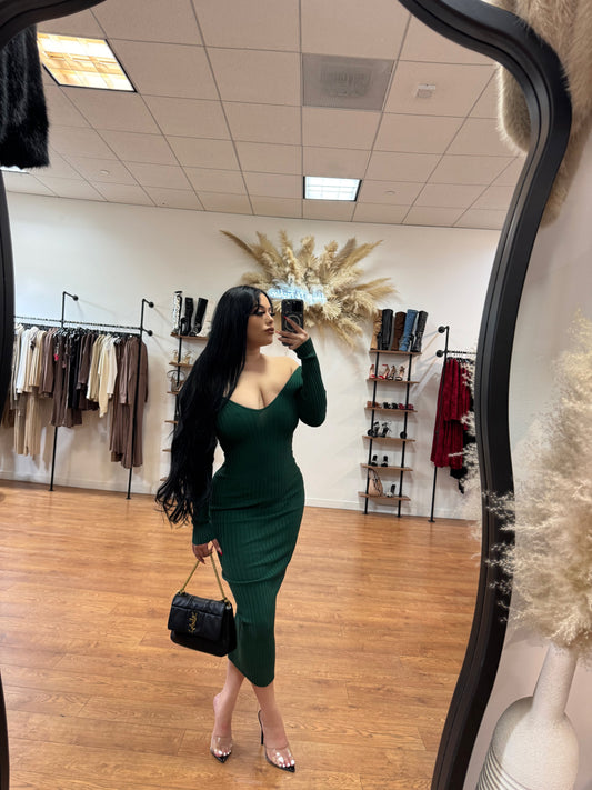 Angela off shoulder dress - Hunter Green
