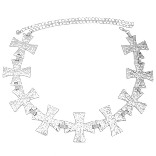 Melissa Textured Cross Linked Belt - Silver