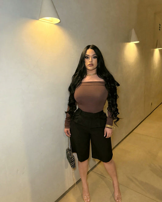 Off Shoulder Skims Bodysuit Brown